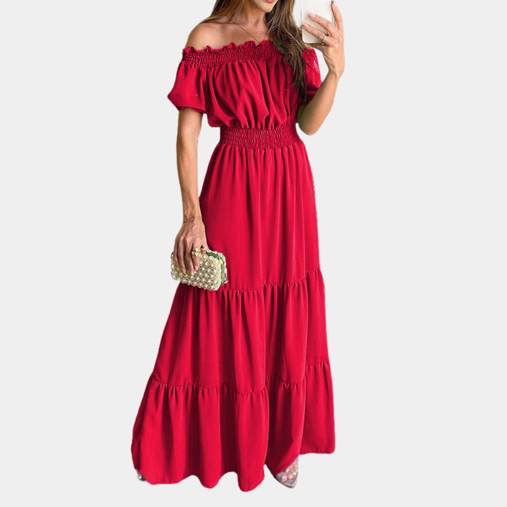 ivita - elegant off shoulder maxikjole til kvinder